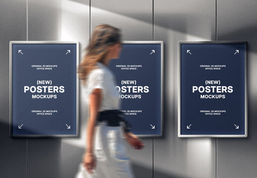Metallic Frame Posters Mockup