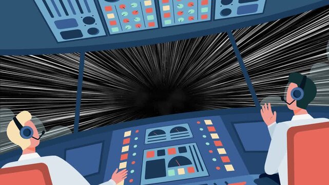 Aircraft Cockpit POV Flight To Space Stars Animation 4K