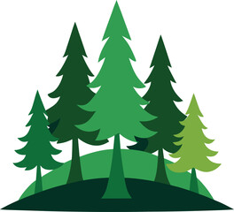 Obraz premium pine forest landscape clip art on transparent background