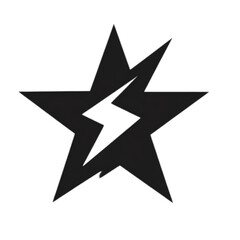 Fototapeta premium Monochrome graphic of a star shattered by a lightning bolt.