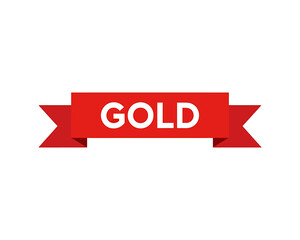 Red Ribbon with White Gold Lettering for Sales and Achievement Congratulations or Celebrating a Golden Anniversary
