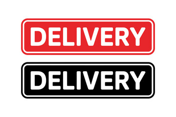 Delivery service signs offering fast and reliable shipping options for customers convenience and satisfaction showcasing modern branding in red and black color schemes