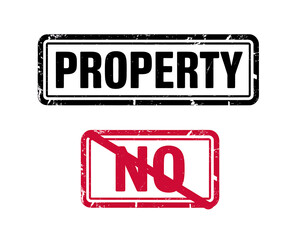 Property rights concept with property sign and no trespassing restriction in a grunge style for ownership protection and boundary security