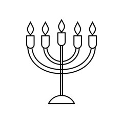 Menorah with five lit candles