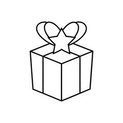 Outline of a gift with a star