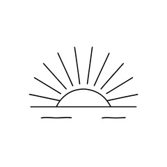 Minimalist sun rising over water