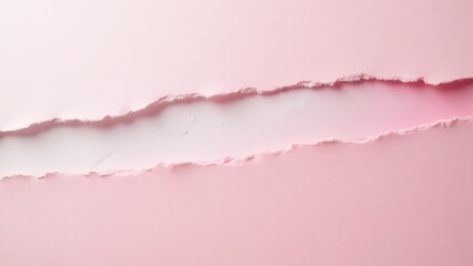 Obraz premium Pink torn paper background with white gap, revealing texture, soft light
