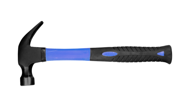 Claw Hammer Hand Tool with Ergonomic Blue Grip for Carpentry & Construction Work