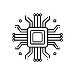 Illustration of a computer chip processor semiconductor technology integrated circuit microchip it hardware cpu 100