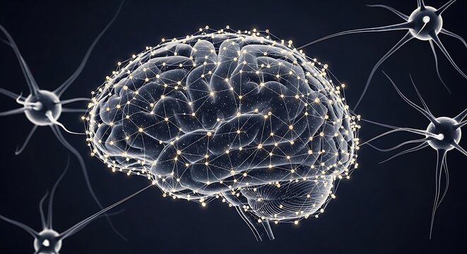 Brain Network - A Digital Representation of Neural Connections. - Powered by Adobe