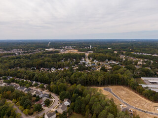 Daytime Drone Images of Rolesville North Carolina Including Downtown, Main Street, and Surrounding Areas