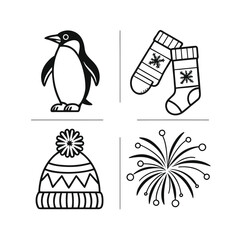 Four distinct animal icons representing wildlife and nature in a grid layout isolated on transparent background