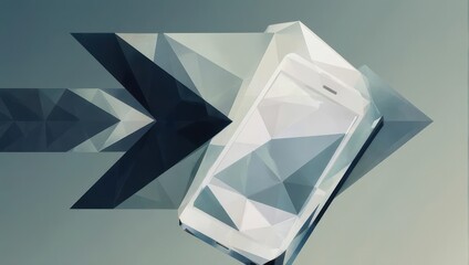 Abstract geometric mobile phone design, featuring a stylized arrow pointing rightward