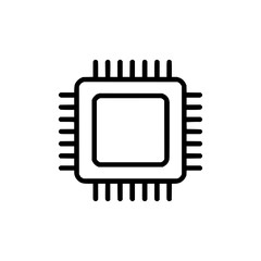 Computer chip processor cpu microchip technology circuit board integrated silicon hardware electronics vector icon