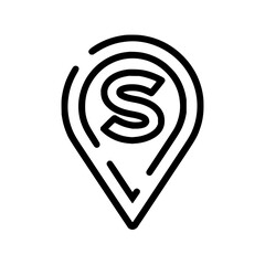 Letter s location pin map marker navigation gps travel destination point find direction sign symbol icon 100