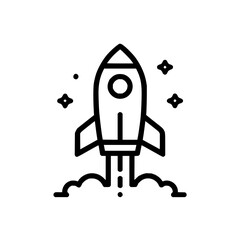 Rocket launch startup spaceship space exploration technology innovation future adventure travel icon vector