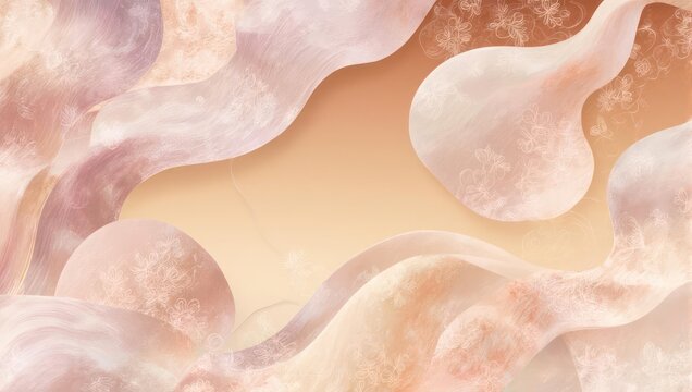 Abstract illustration featuring layered pastel shapes with soft, flowing forms and subtle textures