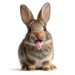 Fototapeta premium A cute baby rabbit sticking out its tongue cutely animal mammal bunny.