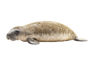 Manatee side view illustration isolated on transparent background