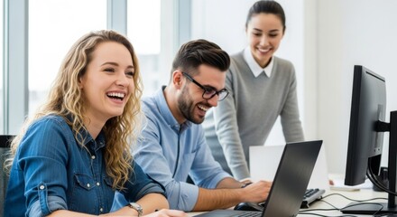 Young professionals collaborating in modern office environment