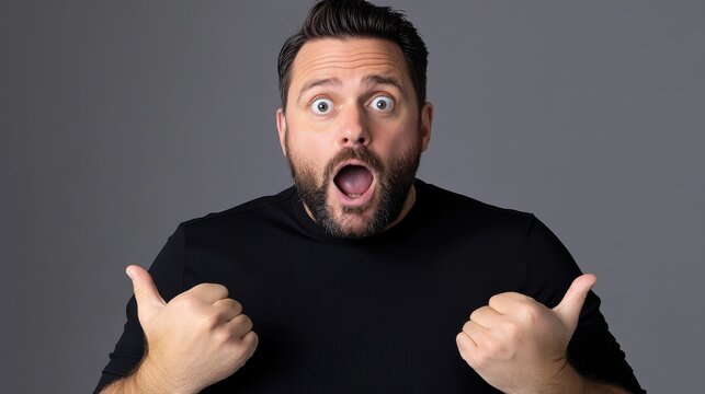 Surprised Man with Open Mouth and Wide Eyes: Expressive Portrait of Shock and Amazement, Perfect for Reaction Gifs and Emotional Content