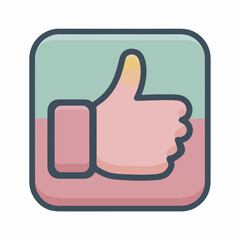 Monoline Bold Thumbs-Up Flat Icon Design