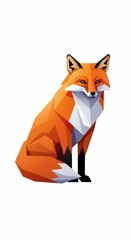 Obraz premium Geometric Fox in Profile: An artistic rendering of a fox, created through geometric shapes and vibrant color, sits with a confident posture, emphasizing its inherent wild beauty.