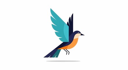 Obraz premium Soaring Symbol of Freedom: An abstract illustration of a bird in mid-flight, showcasing a stylized, modern design. Embodying the spirit of freedom, movement, and aspiration.