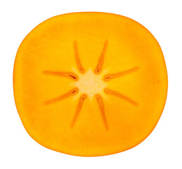 sliced persimmon path isolated on white