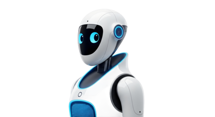 Realistic 3D Render of Futuristic Female Robot Assistant Technology Concept