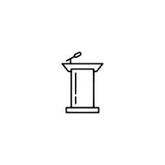 Podium with microphone icon flat vector design.