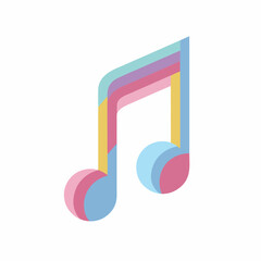 Vibrant Music Note Minimalist Icon Vector