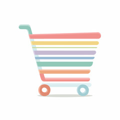 Minimalist Colored Shopping Cart Icon Vector