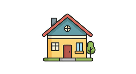 Cartoon House Illustration A Colorful and Inviting Residential Icon for Design Projects