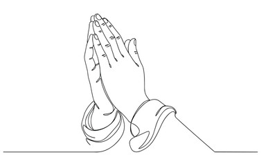 Continuous line art of hands in prayer symbolizing faith and hope