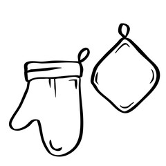 Vector illustration. Kitchen glove for hot dishes.