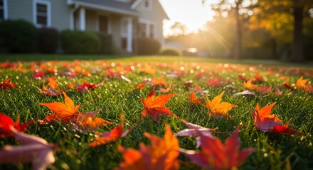 Autumn Leaves Falling In Garden 
