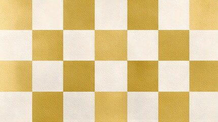 Seamless geometric checkerboard pattern in metallic gold and cream, featuring subtly textured squares that evoke a paper or painted fabric surface.