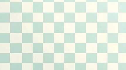Seamless checkerboard pattern in pale mint green and cream, featuring a soft, low-contrast design with a gentle, vintage or subtle contemporary feel. 