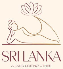 Sri Lanka A Land Like No Other Tourism Logo with Buddha Statue Lotus Flower Line Art Elegant Vector Design