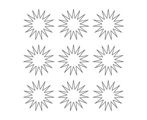 Star Shape Outline Collection Black Color Elements Creative Design Vector Illustration