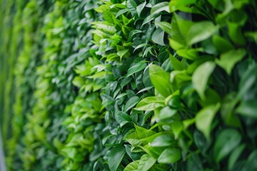 Fototapeta premium Vertical wall of small green leaves