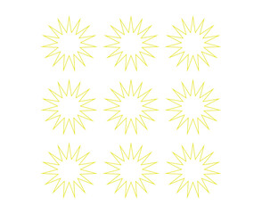 Star Shape Outline Collection Yellow Color Elements Creative Design Vector Illustration