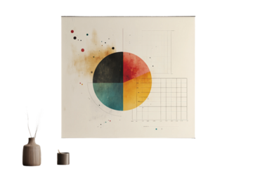 Minimalist data chart isolated on transparent background