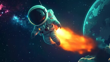 Astronauts Cosmic Journey - A Cartoon Adventure Through Space and Beyond.