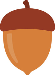 Single brown acorn, simple flat design vector illustration

