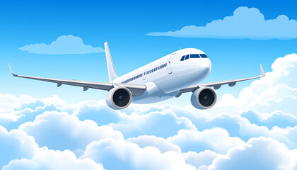 Obraz premium Airplane Flying in the Clouds