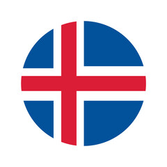 Naklejka premium National flag of Iceland. Icelandic flag shaped as circle. Vector illustration. 