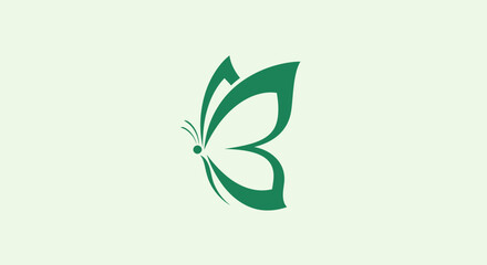 Elegant Green Butterfly Logo Design with Abstract Wing Shapes.