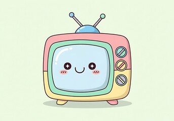 World television day cute retro television with a happy face, pixel art style